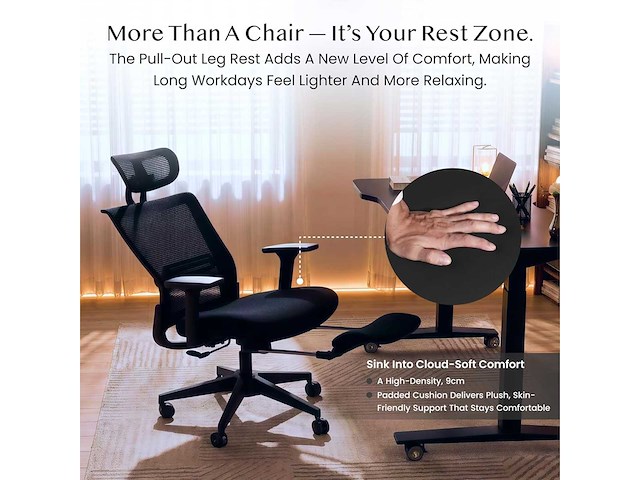 Opvouwbare bureaustoel, ergonomische stoel met lendensteun - afbeelding 6 van  10