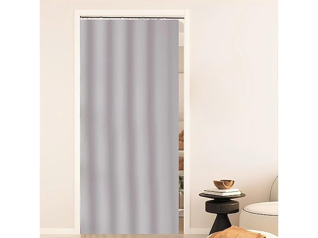 Opvouwbare douchegordijnstang met zuignap en douchegordijn - afbeelding 2 van  5