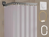 Opvouwbare douchegordijnstang met zuignap en douchegordijn - afbeelding 3 van  5