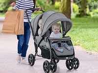 Opvouwbare dubbele kinderwagen met verstelbare rugleuning en cockpitkap, laadvermogen 30 kg
