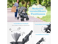 Opvouwbare dubbele kinderwagen met verstelbare rugleuning en cockpitkap, laadvermogen 30 kg - afbeelding 9 van  10
