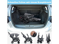 Opvouwbare dubbele kinderwagen met verstelbare rugleuning en cockpitkap, laadvermogen 30 kg - afbeelding 10 van  10
