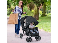 Opvouwbare dubbele kinderwagen met verstelbare rugleuning en kap - zwart - afbeelding 1 van  9