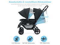 Opvouwbare dubbele kinderwagen met verstelbare rugleuning en kap - zwart - afbeelding 2 van  9