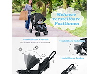 Opvouwbare dubbele kinderwagen met verstelbare rugleuning en kap - zwart - afbeelding 6 van  9