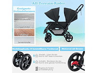 Opvouwbare dubbele kinderwagen met verstelbare rugleuning en kap - zwart - afbeelding 8 van  9