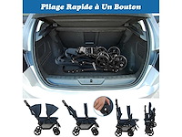 Opvouwbare dubbele tandemkinderwagen met luifel en verstelbare rugleuning - afbeelding 8 van  10