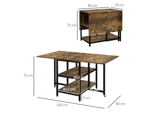 Opvouwbare eettafel, vouwtafel met industrieel ontwerp - afbeelding 4 van  8