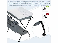Opvouwbare en in hoogte verstelbare baby-commode met wielen, opbergmand, metalen frame, oxford-doek, grijs - afbeelding 3 van  4