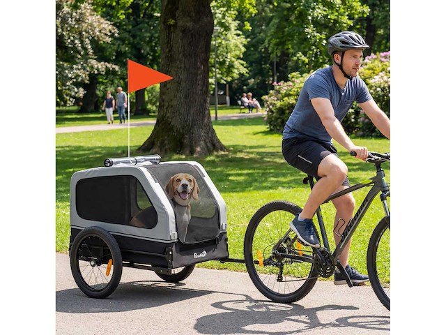 Opvouwbare fietsaanhanger voor middelgrote honden tot 20 kg - afbeelding 1 van  8