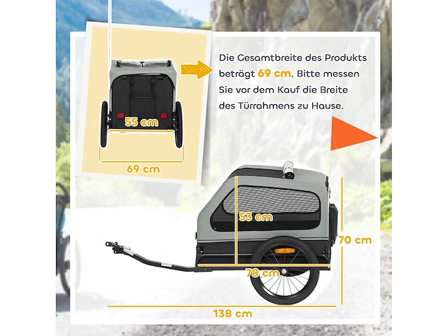 Opvouwbare fietsaanhanger voor middelgrote honden tot 20 kg - afbeelding 3 van  8