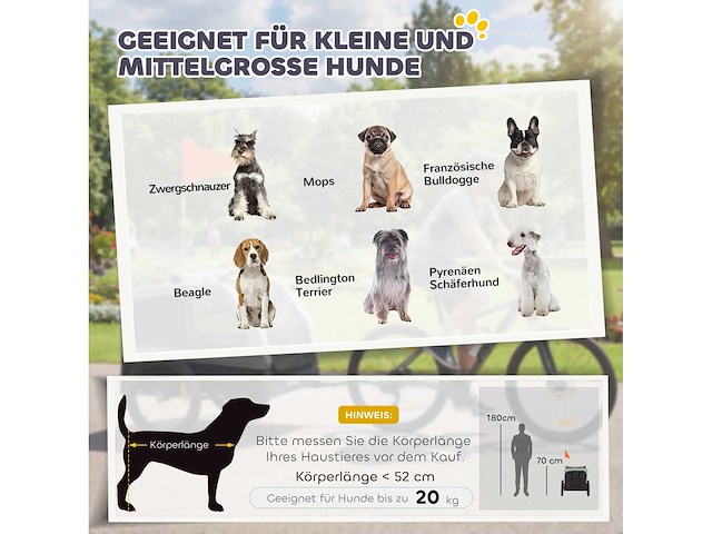 Opvouwbare fietsaanhanger voor middelgrote honden tot 20 kg - afbeelding 4 van  8