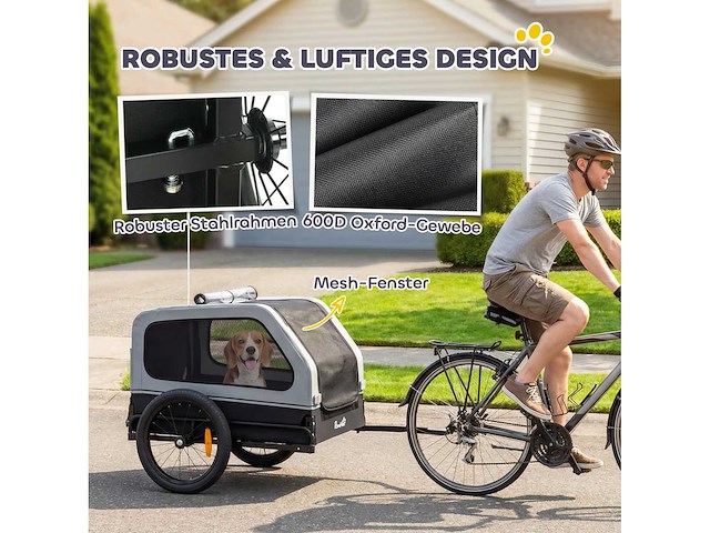 Opvouwbare fietsaanhanger voor middelgrote honden tot 20 kg - afbeelding 5 van  8