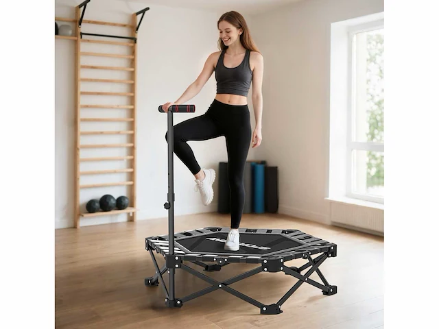 Opvouwbare fitness trampoline 104 cm met 3 hoogteverstelbare stangen - afbeelding 2 van  7