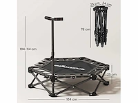 Opvouwbare fitness trampoline 104 cm met 3 hoogteverstelbare stangen - afbeelding 7 van  7