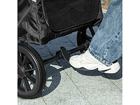 Opvouwbare grote hondenkinderwagen met gaasramen, kussen en riemen, 124x67x100 cm, grijs - afbeelding 4 van  5