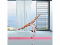 Opvouwbare gymbalk anti-slip balance balk 2,1m roze suède coating