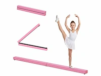 Opvouwbare gymbalk anti-slip balance balk 2,1m roze suède coating - afbeelding 2 van  5