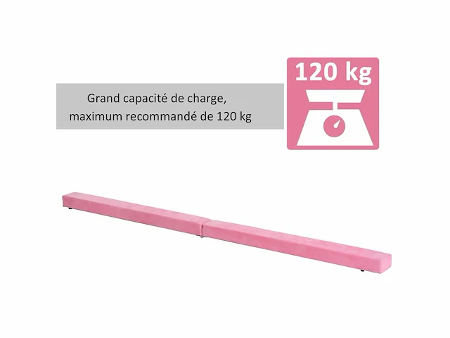 Opvouwbare gymbalk anti-slip balance balk 2,1m roze suède coating - afbeelding 5 van  5