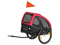 Opvouwbare hondentrailer met reflectoren, gaasramen, vlaggenwielen - afbeelding 2 van  4