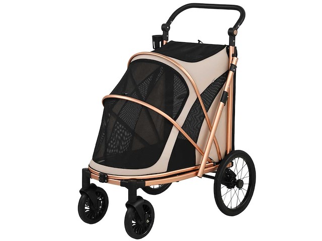 Opvouwbare hondenwagen tot 20 kg met grote ophangende wielen - afbeelding 2 van  5