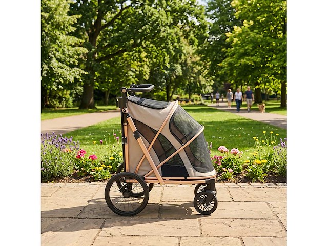 Opvouwbare hondenwagen tot 20 kg met grote ophangende wielen - afbeelding 5 van  5