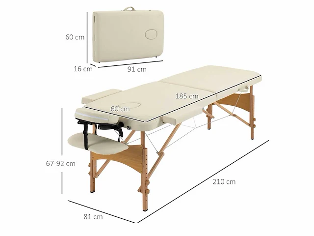 Opvouwbare houten cosmetische massagebed/tafel 2 crèmezones - afbeelding 3 van  5