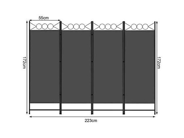 Opvouwbare kamerverdeler, 4 scheidingspanelen (223 x 172 cm) - afbeelding 2 van  5