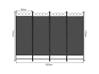 Opvouwbare kamerverdeler, 4 scheidingspanelen (223 x 172 cm) - afbeelding 2 van  5