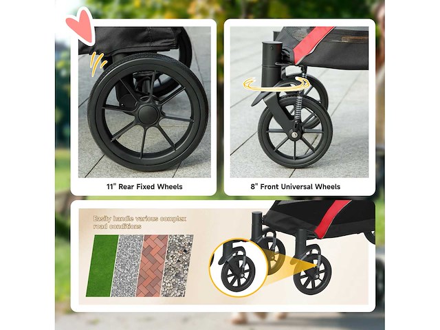 Opvouwbare kinderwagen voor grote honden, met vier grote wielen - afbeelding 7 van  8