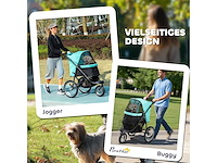 Opvouwbare kinderwagen voor kleine honden en katten tot 10 kg met 3 grote wielen - afbeelding 3 van  5
