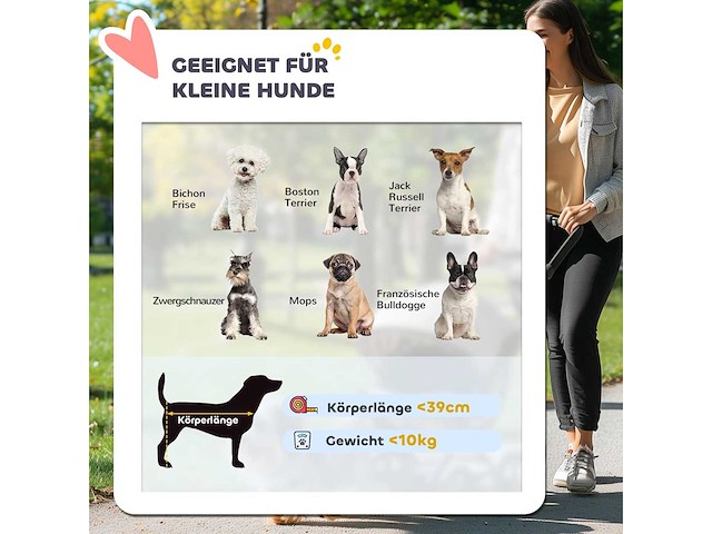 Opvouwbare kinderwagen voor kleine honden en katten tot 10 kg met 3 grote wielen - afbeelding 4 van  5