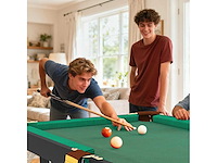 Opvouwbare pooltafel in hoogte met accessoires 2 keuen, 16 ballen, 2 krijt, driehoek, borstel, groen - afbeelding 1 van  5
