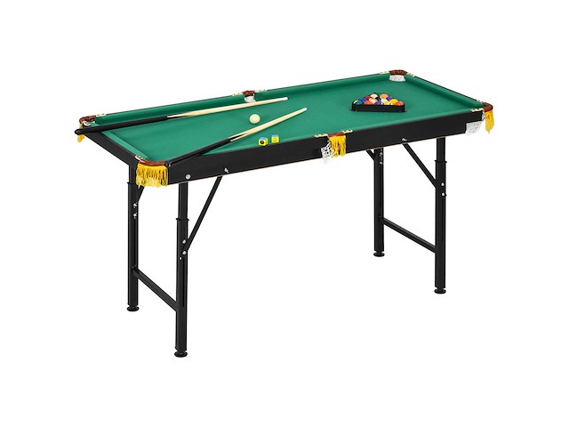 Opvouwbare pooltafel in hoogte met accessoires 2 keuen, 16 ballen, 2 krijt, driehoek, borstel, groen - afbeelding 2 van  5