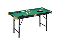 Opvouwbare pooltafel in hoogte met accessoires 2 keuen, 16 ballen, 2 krijt, driehoek, borstel, groen - afbeelding 2 van  5