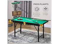 Opvouwbare pooltafel in hoogte met accessoires 2 keuen, 16 ballen, 2 krijt, driehoek, borstel, groen - afbeelding 5 van  5
