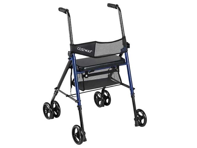 Opvouwbare rollator met zitting en tas, in hoogte verstelbaar in 8 standen - afbeelding 1 van  3
