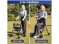 Opvouwbare rollator met zitting en tas, in hoogte verstelbaar in 8 standen - afbeelding 3 van  3