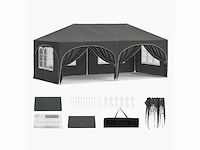 Opvouwbare tuinprieel 3x6m met 6 grijze muren