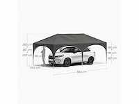 Opvouwbare tuinprieel 3x6m met 6 grijze muren - afbeelding 5 van  9