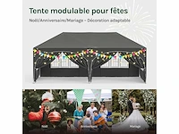 Opvouwbare tuinprieel 3x6m met 6 grijze muren - afbeelding 9 van  9