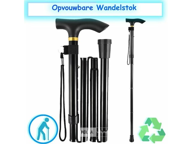 Opvouwbare wandelstok - afbeelding 1 van  6