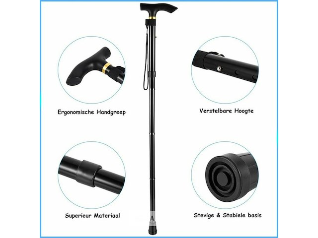 Opvouwbare wandelstok - afbeelding 2 van  6
