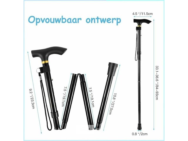 Opvouwbare wandelstok - afbeelding 3 van  6