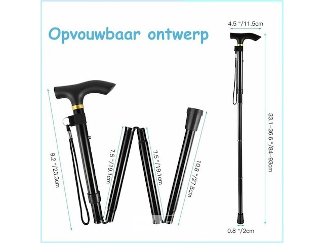 Opvouwbare wandelstok - afbeelding 3 van  6