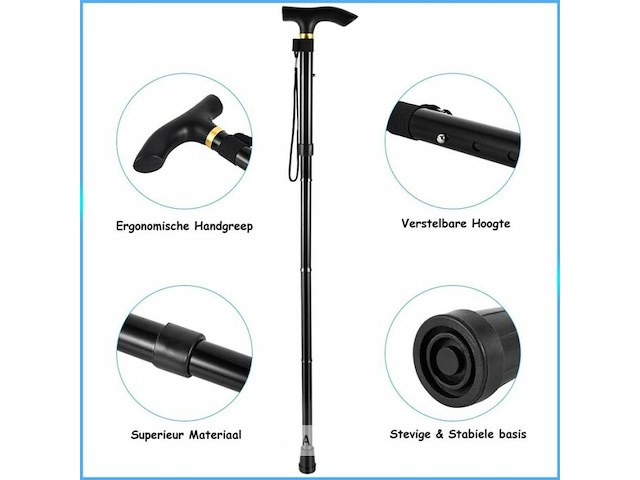Opvouwbare wandelstok - afbeelding 2 van  6