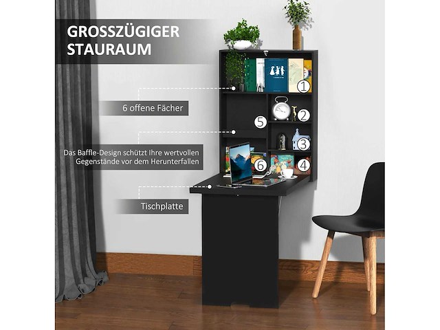 Opvouwbare wandtafel vouwtafel omvouwbare tafel, omvouwbare bureautafel, computertafel - afbeelding 5 van  5