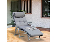 Opvouwbare zonnebank met ligstoel 7 posities chaise longue (x2) - afbeelding 2 van  7