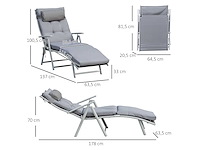 Opvouwbare zonnebank met ligstoel 7 posities chaise longue (x2) - afbeelding 4 van  7