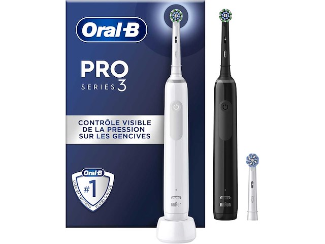 Oral-b pro 3 3900 elektrische tandenborstels, 2-pack - afbeelding 1 van  5
